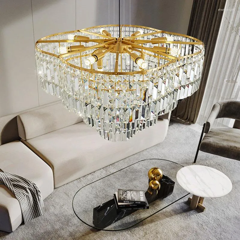 Lampadiers oro di lusso moderno illuminazione lampadario moderno per soggiorno lampade a led in cristallo decorazione casa cistal lampade appese