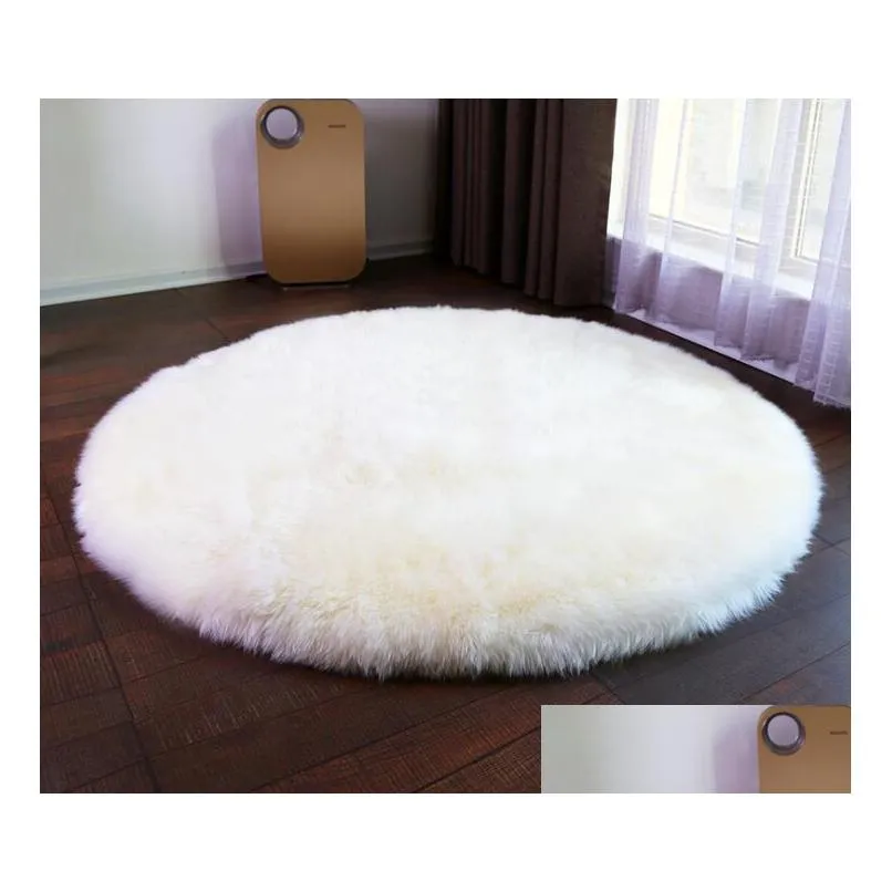Carpets Round Long Fur Carpet Plush Rugs For Bedroom Shaggy Area Rug Modern Mat Living Room Decor Drop Delivery Home Garden Textiles Dhzie