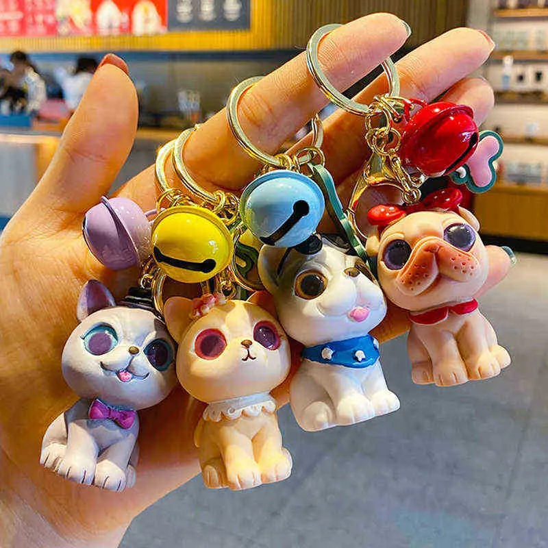 Keychains Pet Cat Key Chain Cartoon Cute Husky Keychain Creative Couple Resin Dog Doll Key Ring Women Bag Pendant Jewelry Gift Accessories T220909