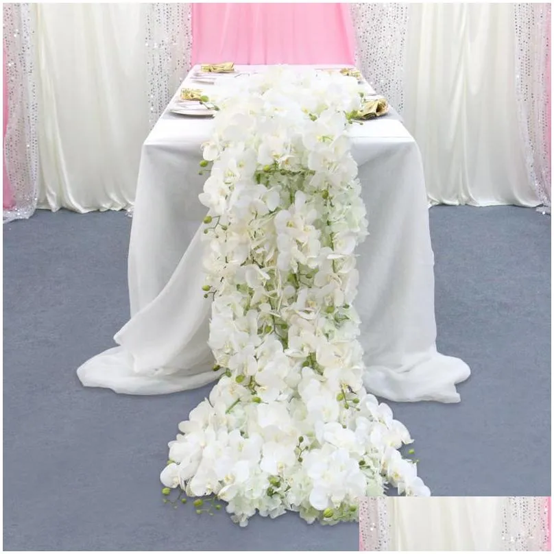 2m luxury custom artificial floor wedding backdrop decor garland flower arrangement table runner rarty event