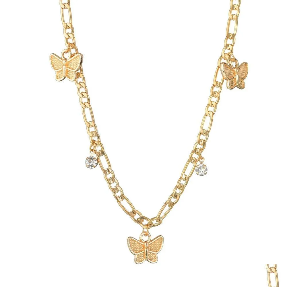 Sautoirs Mode Gold Butterfly Sautoirs Collier Collier Rétro Chaînes De Cristal Gland Pour Femmes Bijoux Cadeau Drop Livraison Colliers Stylo Dhujz