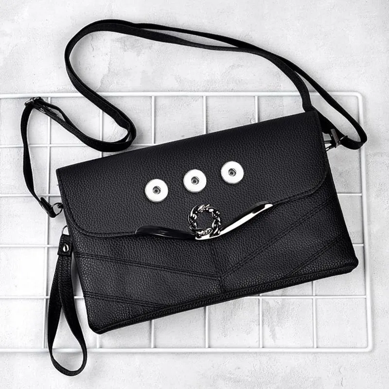 Jewelry Pouches Crown Good Quality PU Leather 18mm Snap Button Leaves-bag For Women MOM Girls QB2103
