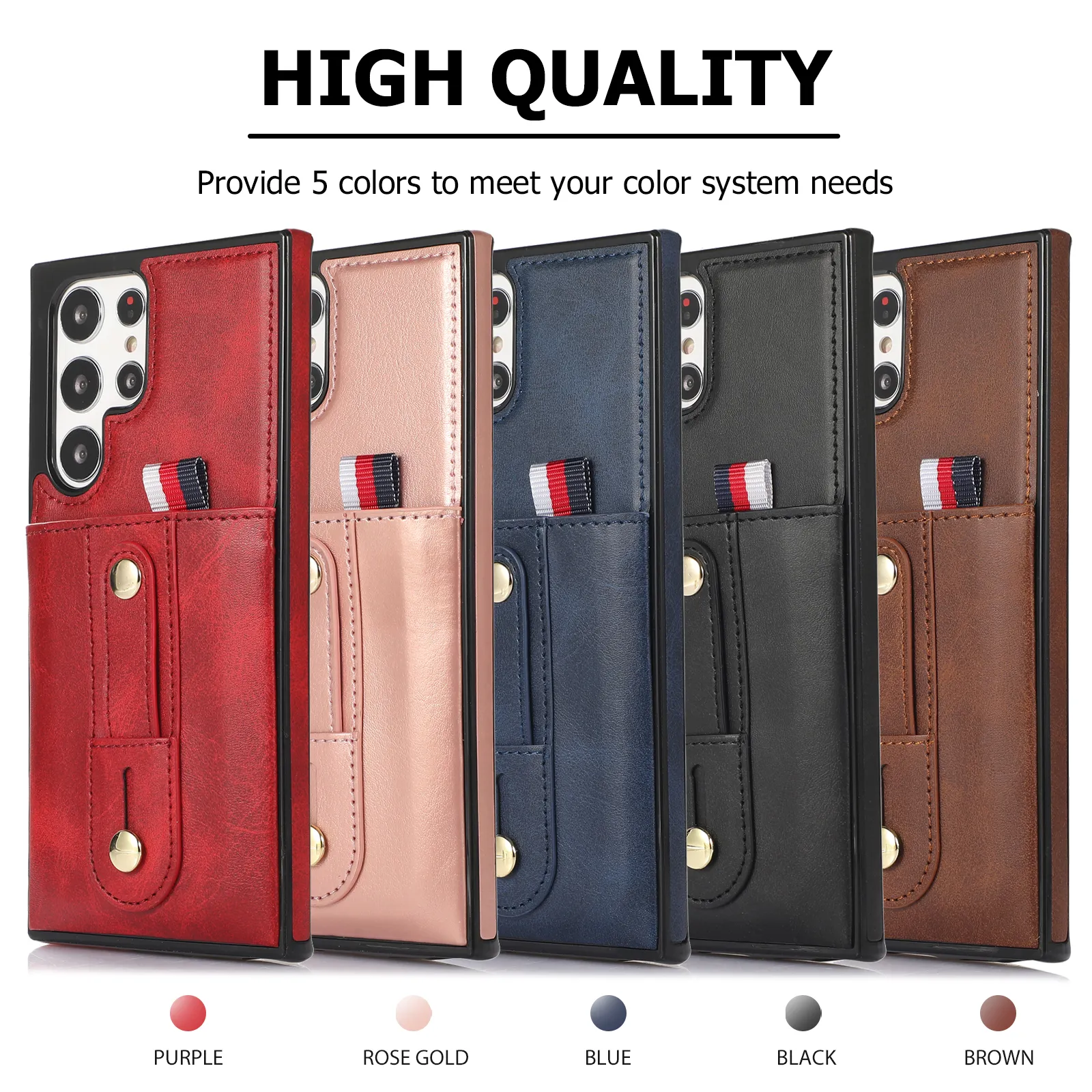 حالات الهاتف المقاومة للصدمات لـ Samsung Galaxy S22 S21 S20 Note20 Ultra Note10 Plus Plug-in Cards Bracket Pu Leather Case