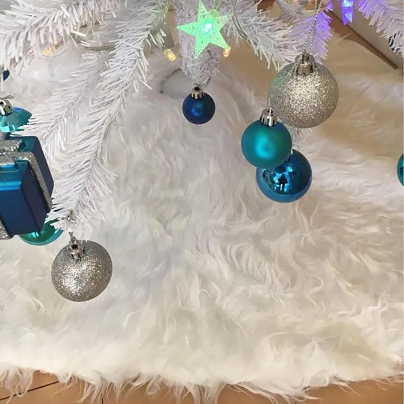 Dekoracje świąteczne białe drzewo spódnica pluszowa świąteczna dywan wesoły ornament rok Navidad Home Decor Bt