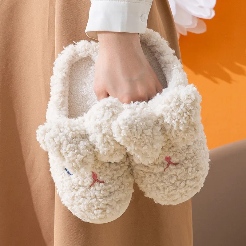 Slipper Comwarm Cute Animal Furry Per le donne Ragazze Fashion Fluffy Winter Warm s Donna Cartoon Milk Cow Home Cotton Shoes 221121