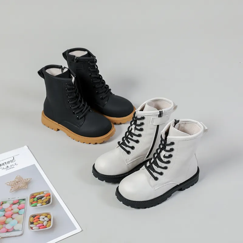 Boots Kids Fashion Kids Angle Mabon Girls White Brand Shoes Boys Riding Moddler мягкая повседневная платформа осень 221121