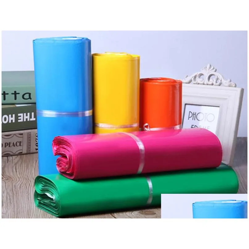 Gift Wrap Poly Mailer Bags Pure Color Gift Wrap Express Packaging Envelope Bag Plastic Garments Mailing Boxes 100Pcs Drop Delivery H Dhn6J