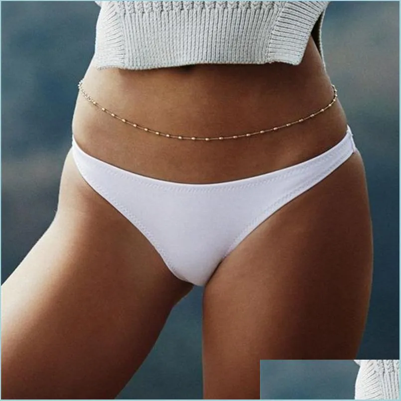 Chaînes De Ventre Simple D'été Chaînes De Ventre Sier Chaîne De Taille En Or Pour Crop Tops Femmes Mode Bijoux Drop Delivery Body Dh8Vp