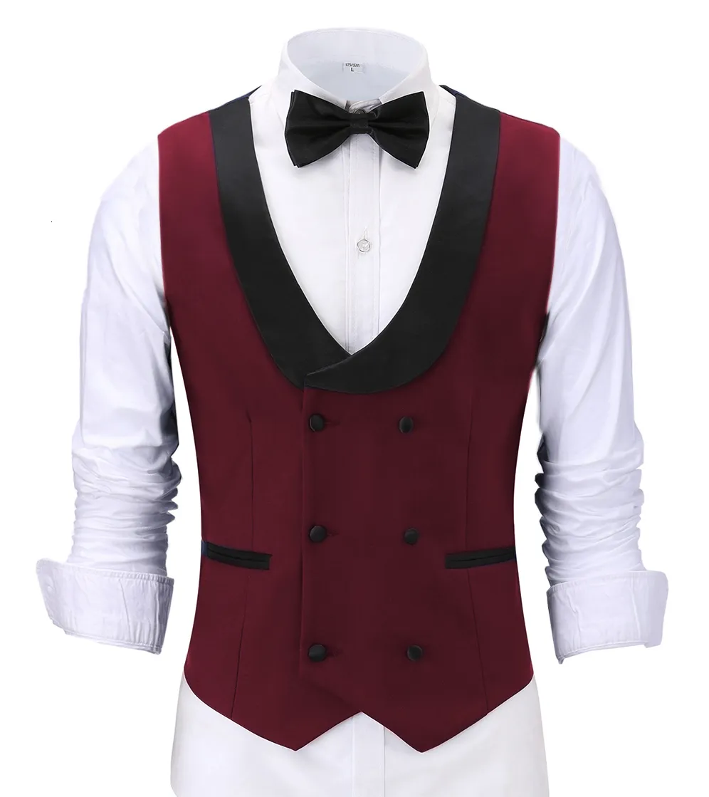 Herrenanzüge Blazer Lässige Kellnerweste Burgund Slim Fit Prom Zweireihiger Blazer Champagnerrote Weste für Hochzeit Mann Bräutigam 221121