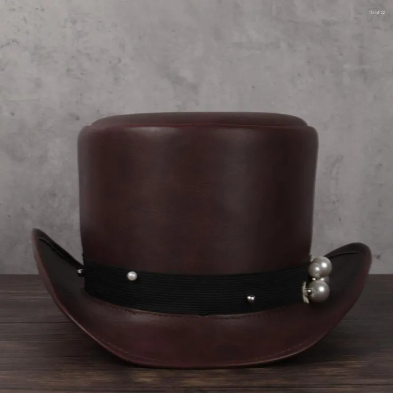 Bérets femmes chapeau haut de forme en cuir président traditionnel Fedoras magicien dame Cosplay casquettes de fête livraison directe 3 taille 13 CM