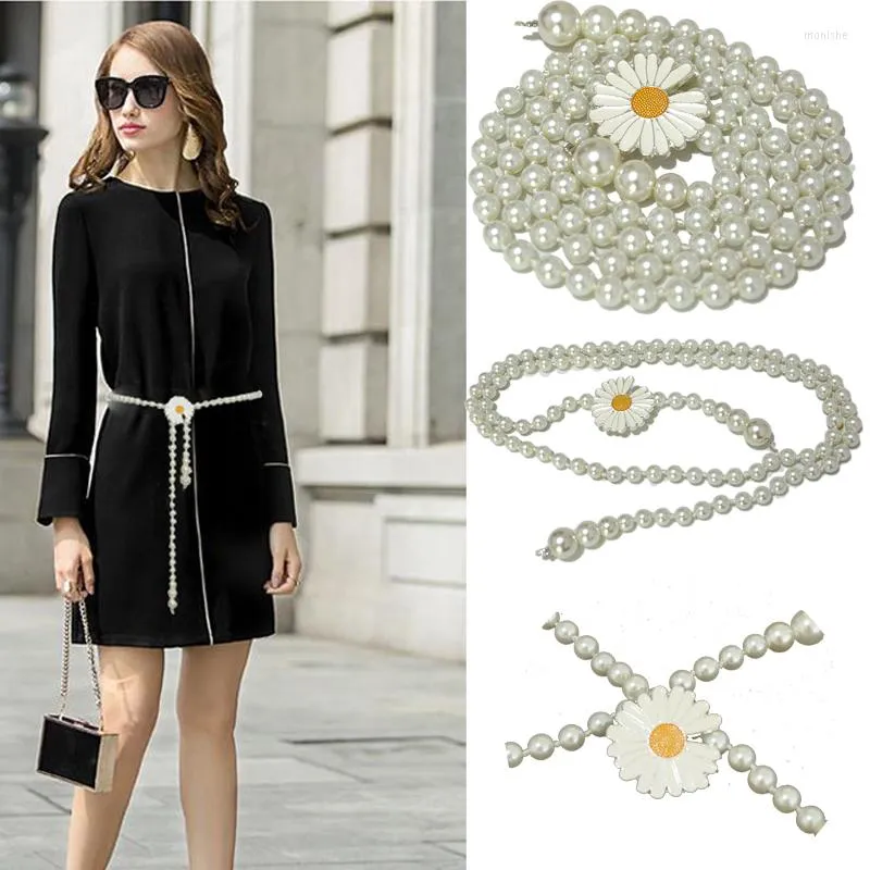 Belts Luxur Brand 2022 Trend Small feminino Daisy Pearl Chaist Chant Ladies Fashion Wild Decoration Glass Bead BG-1576