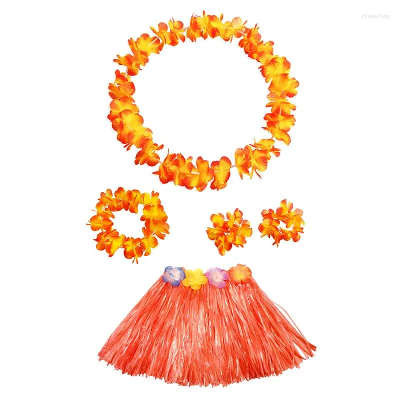 Flores decorativas 4pcs Hawaiian Artificial Leis Garland Dress Diy Diy Fancy Acessórios Hawaii Beach Holiday Party decoração