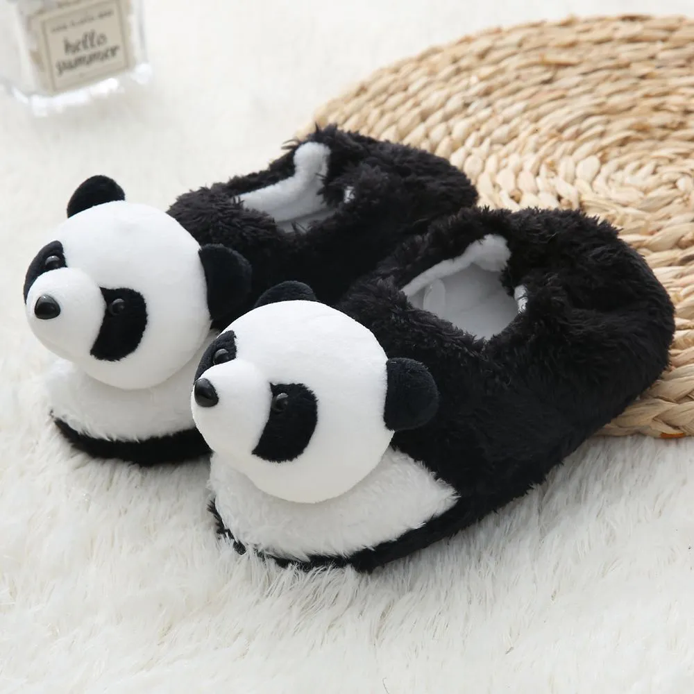 Slipper Winter Panda S Kinder Kleinkind Girl Non Slip Jungen Fellrutschen Baumwoll -Innenschuhe warmes flauschiges Haus Kinder 221121