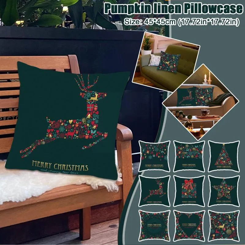 Kussen textiel 45x45cm kerstkussencase Decoratieve linnen deksel voor bank bedrukte auto home deco h5j4