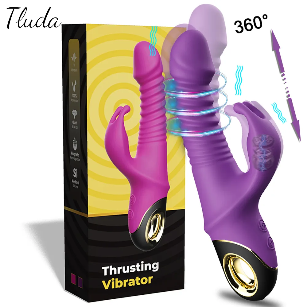 DildosDongs Rabbit Vibrator Thrusting Automatischer Teleskop GSpot Klitoris Stimulator Weibliche Masturbation Sexspielzeug Für Frauen Erwachsene 221121