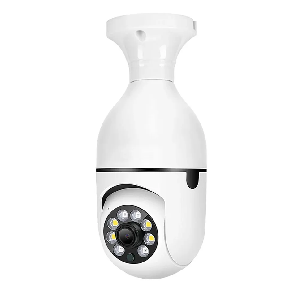 A6 E27-Glühbirne, kabellose WiFi-Überwachungskamera, Nachtsicht, vollfarbig, automatische Personenverfolgung, Panorama-Sicherheitsmonitor für den Innenbereich