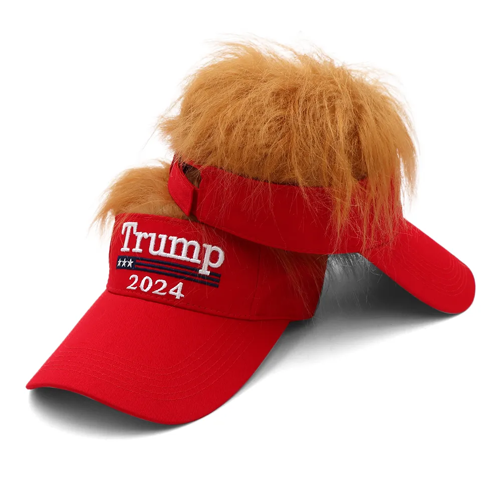 Trump 2024 Embroidery Hat With Hair Baseball Cap Trump Supporter Rally Parade Cotton Hats C1121