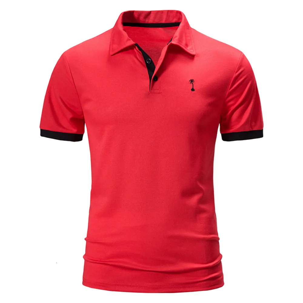 Polos masculinos verão manga curta básica lapela camisa polo coco bordado camiseta top 221122