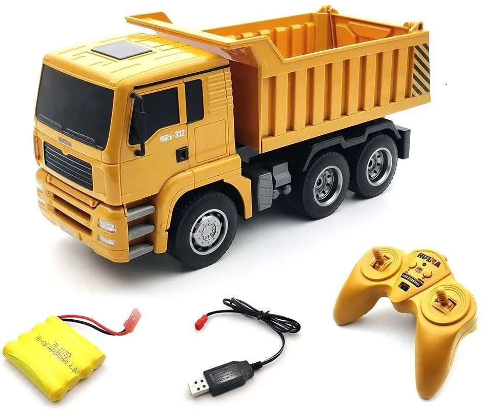 Voiture RC électrique HUINA 1332 1 18 RC Camion Dump 6CH mini jouets télécommandés pour garçons anniversaire cadeau de Noël véhicules de construction 221122