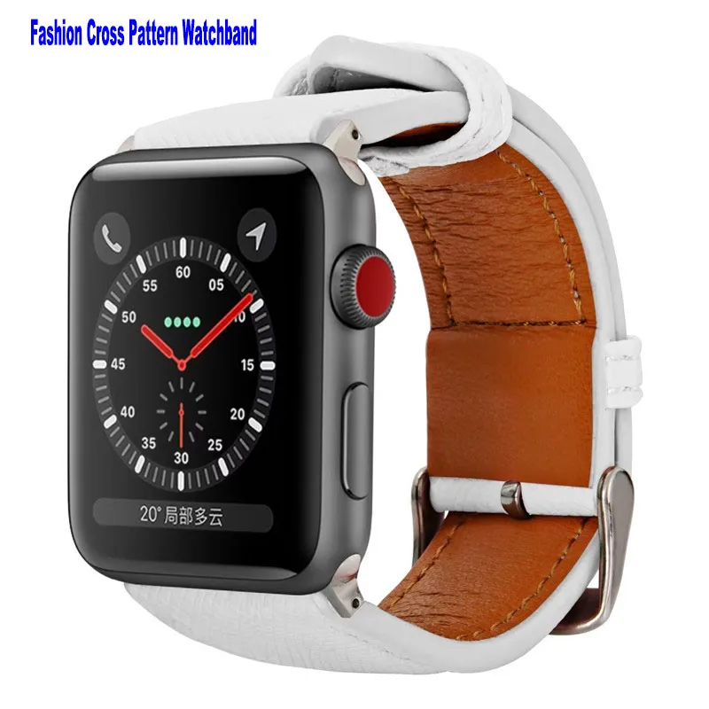 Bracelets intelligents en cuir à motifs croisés pour Apple Watch Band 40mm 38mm 44mm 42mm Bandes de remplacement classiques en cuir à motif rétro iWatch Hommes Femmes Série SE 6 5 4 3 2 1