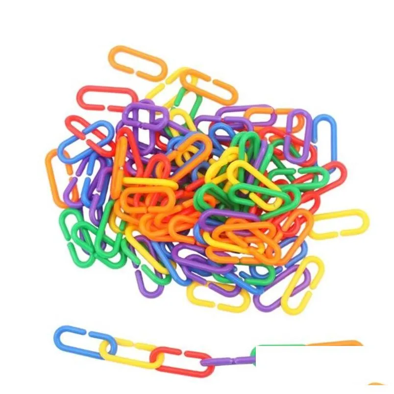 Andra fågelförsörjningar typ C Bird Toys Mticolor Birds Gnaw Plaything Parrot Color Plastic Chain Link Ett paket med 100 st nytt 6 5JX J2 D DHAUK