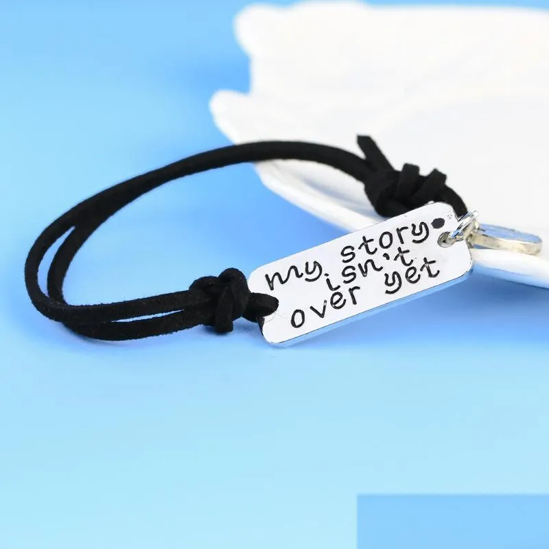 Braccialetti con ciondoli Lettera La mia storia Braccialetti con ciondoli Linea incoraggiante Bracciale Bracciale rigido per donna Uomo Moda Gioielli Drop Delivery Ebreo Dhqye