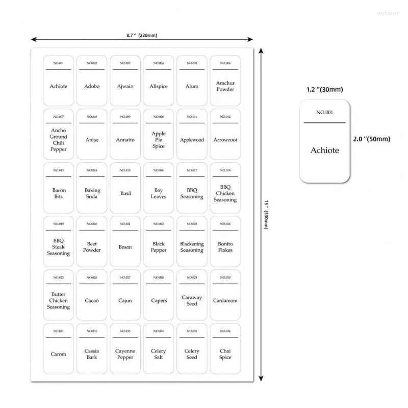 Bouteilles de stockage 216 pièces autocollants d'épices durables étiquettes de pot d'organisation alimentaire légères amovibles imperméables