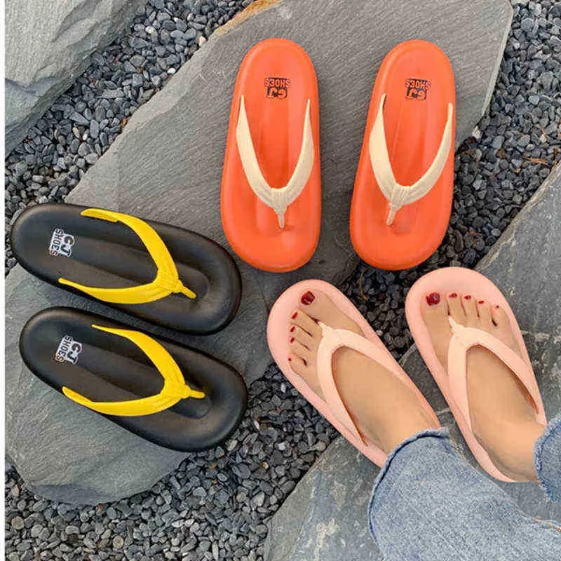 Krótka marka projektantów Kobiety Flip Flops Outdoor Beach Platforma Kobieta Sandały Moda miękkie przytulne slajdy Summer nowe buty żeńskie J220716