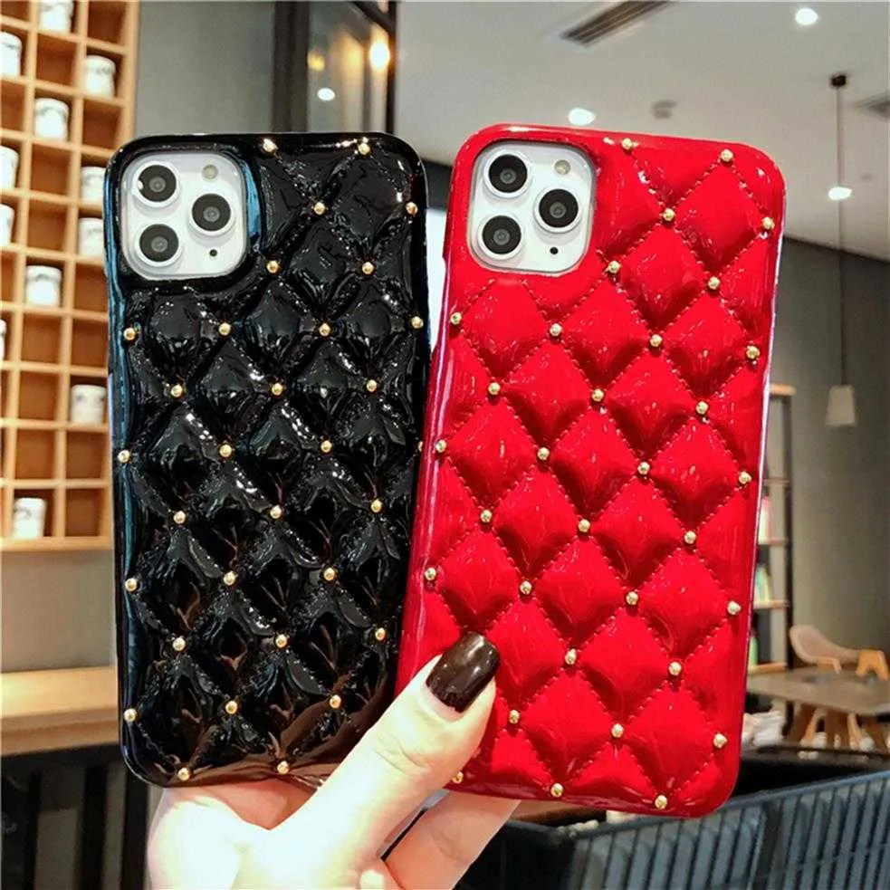 Rivet Lattice Lambskin -telefoonhoesje voor Samsung S21 Ultra S20 S8 S10 5G S9 Plus Note9 A41 A21S A81 S10Lite Note10Lite S10E Duurzame P333S