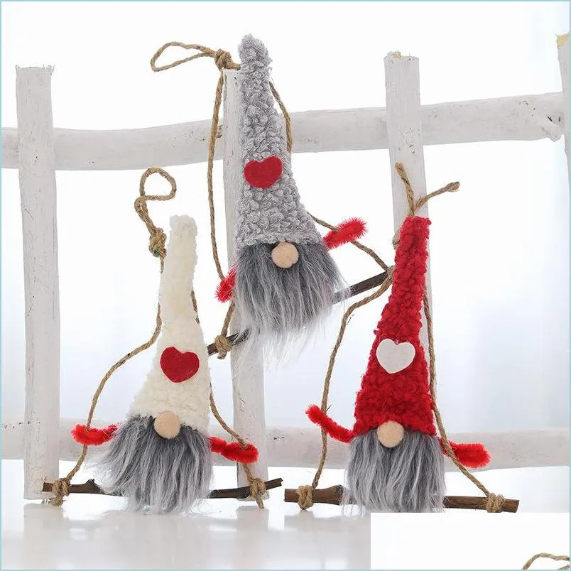 Party Favor Rudolph Rope Wood Christmas Tree Ornament Pendant Party Supplies Gnomes Beard Elf Doll Santa Xmas Gifts Garden Festival Dhn0D