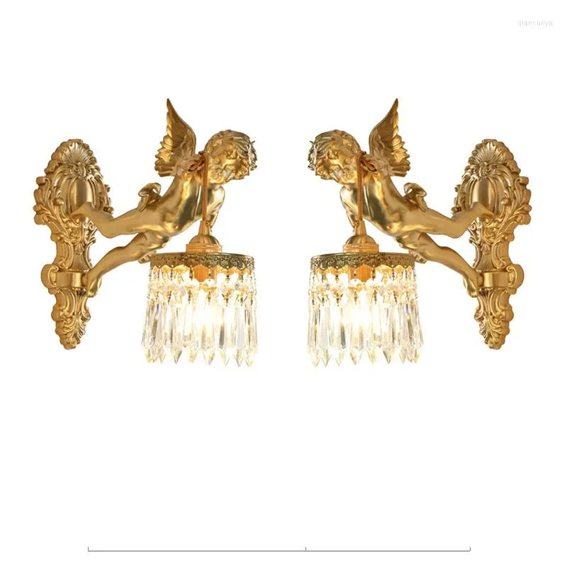 مصباح الجدار الحديث النحاس النحاس الكريستال الثريا LED LED LITTLE Angel Bedroom Corridor Porch Rining Room Decorative Lights Decor