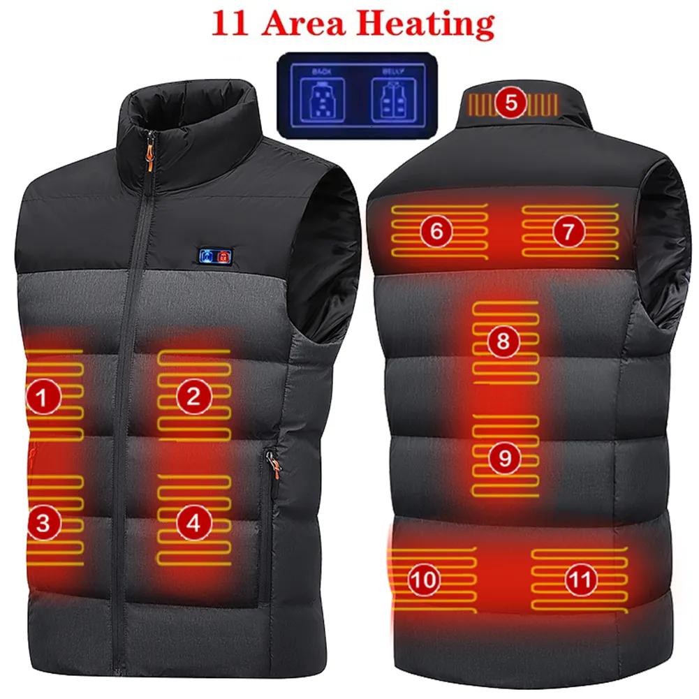 Gilets pour hommes 3-13 zones gilet chauffant hommes veste chauffante hiver femmes électrique Usb chauffage veste tactique homme gilet thermique corps plus chaud manteau 221121