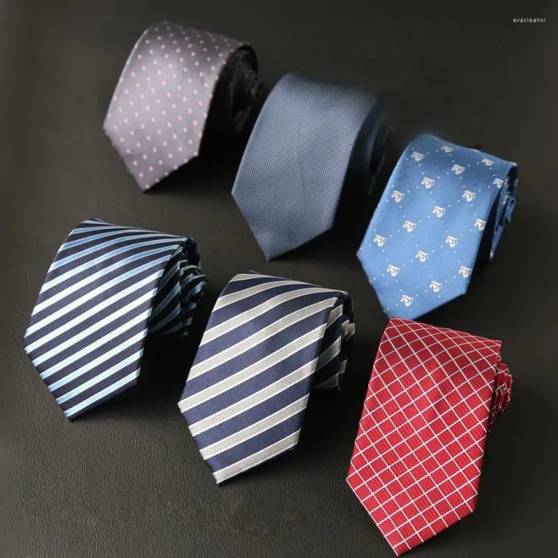 Corbatas de moño de moda para hombre, negocios formales de ancho, 8CM, boda, novio, corbata a rayas, personalidad Simple, alta calidad, poliéster, seda, decorativa