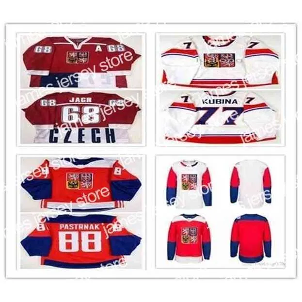 College Hockey Wears Nik1 Personnaliser l'équipe République tchèque # 68 Jaromir Jagr David Pastrnak Pavel Kubina Maillot de hockey DOMINIK HASEK