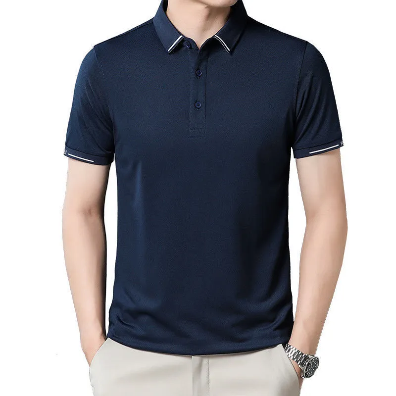 Men's Polos Men's Short Sleeve Polo Shirt Solid Smart Business Tshirt Casual Turn Down Collar Quick Drying Simple Top for Summer 221122