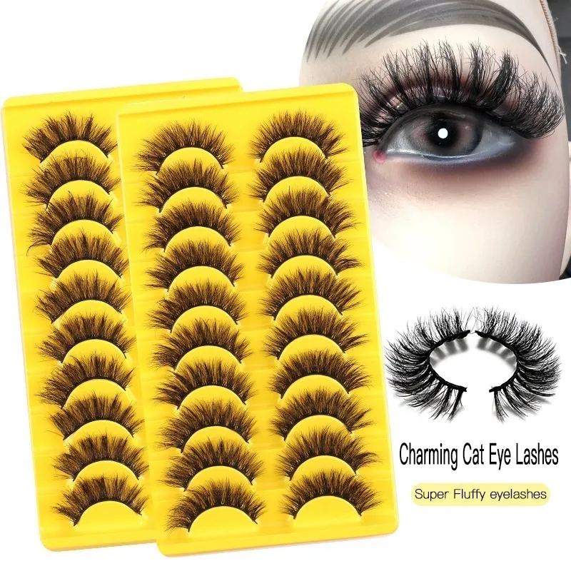 Épais Naturel Vison Faux Cils Doux Vif À La Main Réutilisable Multicouche 3D Faux Cils Extensions Curly Crisscross Full Strip Cils