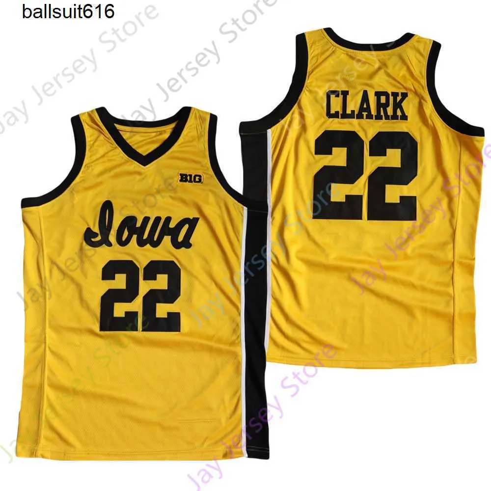 Dobra moda Hawkeyes Basketball Jersey University Kate Linkerak All Sewn Youth Men Men White Yellow Circle