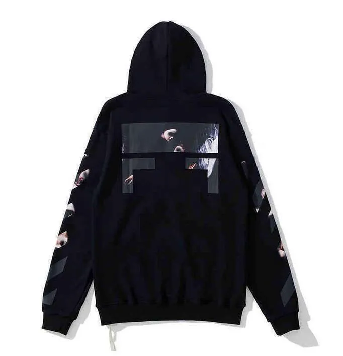 Sweatshirts Herenhoodies Sweatshirts Off Style Fashion Sweater Painted Arrow Crow Stripe Hoodie en T-shirts Offs Wit v4