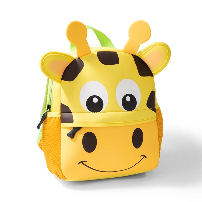 Backpacks Children 3D Giraffe Design Girl Boys School Bags Toddler Kids Neoprene Schoolbag Kindergarten Cartoon Pouch 221122