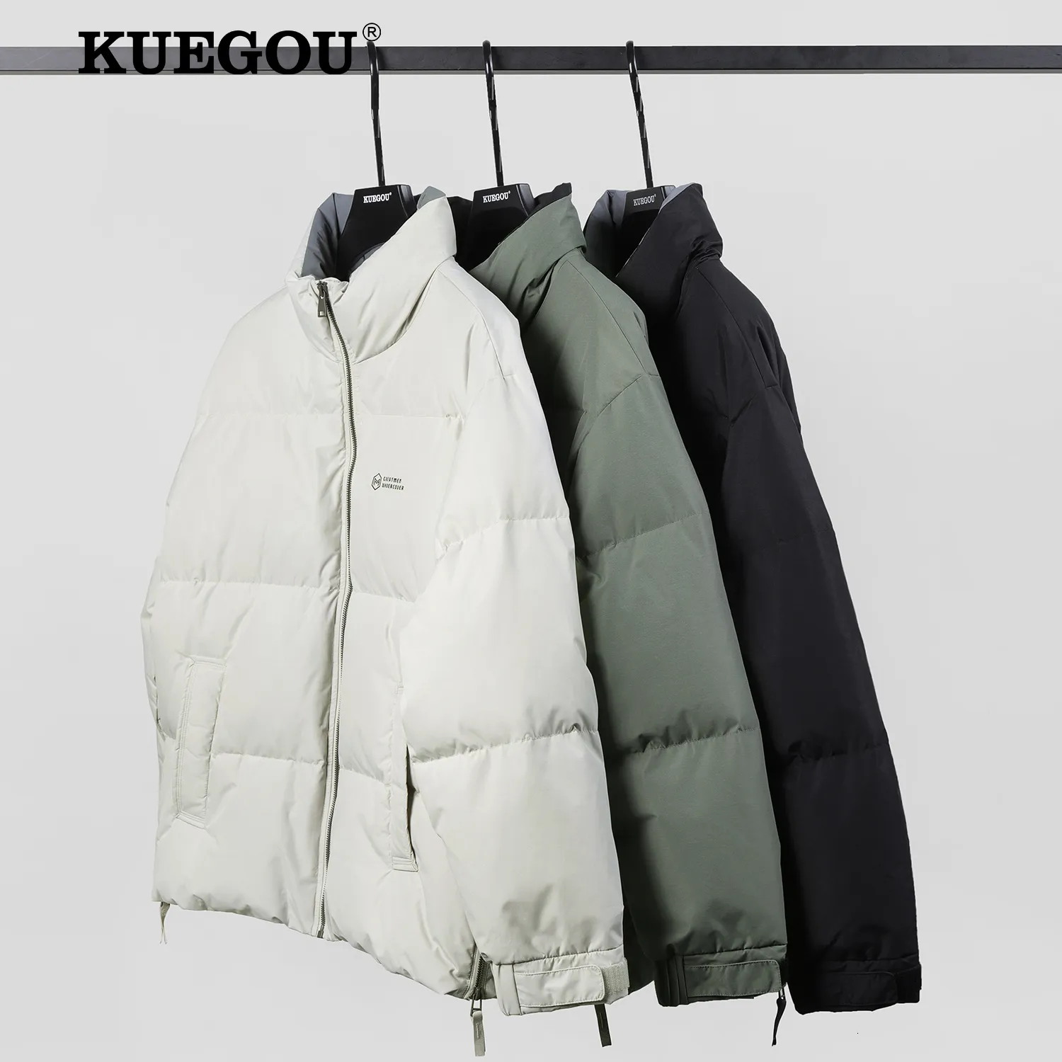 Men's Down Parkas Kuegou Winter Men Jackets grossos quentes 90% de pato branco casacos de qualidade Basic Puffer Jacket cient zip Plus Tamanho XBW-3157 221122