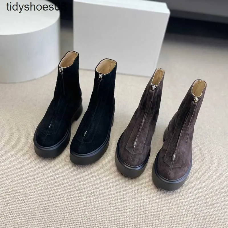 Chaussures Robe Wen's The Row Femmes Designers Rois Original Martin Bottes Femmes Fermeture Éclair Chelsea Bottes Bottes à semelles épaisses Taille 34-39 EZJN