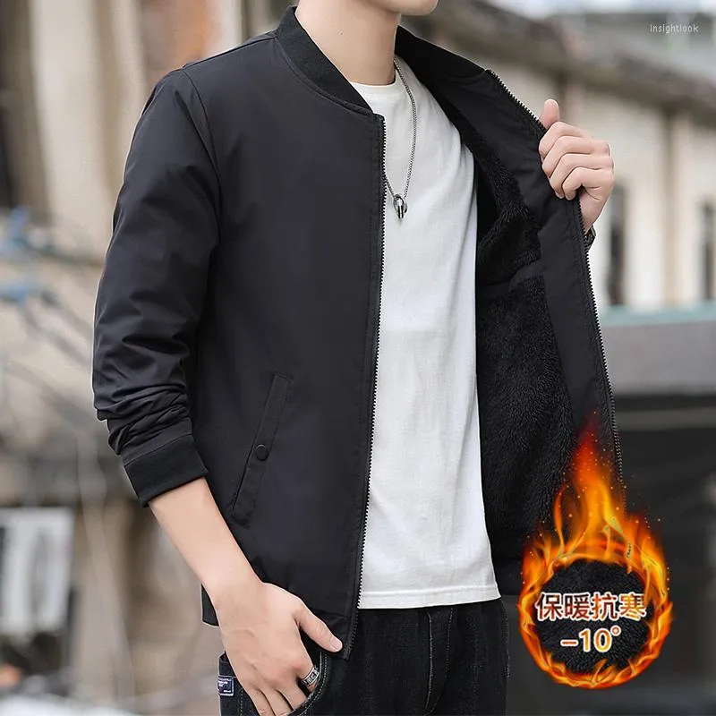 Men's Jackets 2022 Men's Winter Jacket Thick Stand Collar Coat Casual Warm Fleece Cotton Male 4XL 5XL