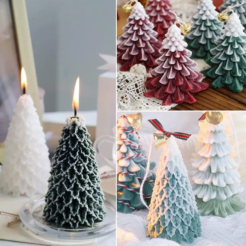 Molde de vela 3D para árbol de Navidad, moldes de silicona para hacer  velas, pino de Navidad, moldes de jabón de silicona, decoración de pasteles  de