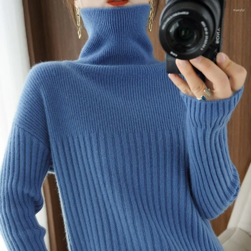 Damenpullover Herbst Winter Rollkragenpullover Doppelte Verdickung Lose Frauen Kaschmir- und Wollpullover Farben Mantel Große Größe Mädchen