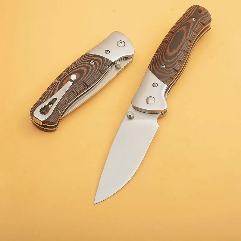 Promoción G1123 Cuchillo plegable de supervivencia D2 Satin Drop Point Blade G10 con mango de acero inoxidable Acampar al aire libre Senderismo EDC Pocket Folder Knives