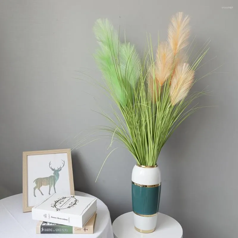 Flores decorativas 2pcs Simulação Reed Dog Tail Grass Falsa Planta el decoração da janela do restaurante