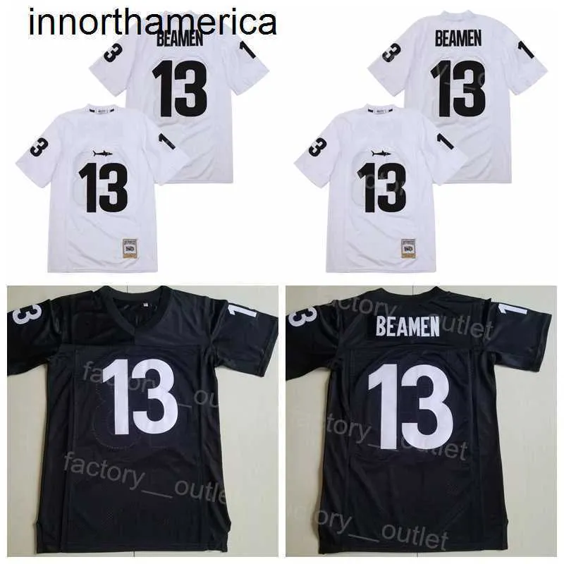 Filmfotboll 13 Willie Beamen Jersey En given söndag Sharks Jamie Foxx Brodery and Sewing College Black Team Away White Throwback utmärkt kvalitet