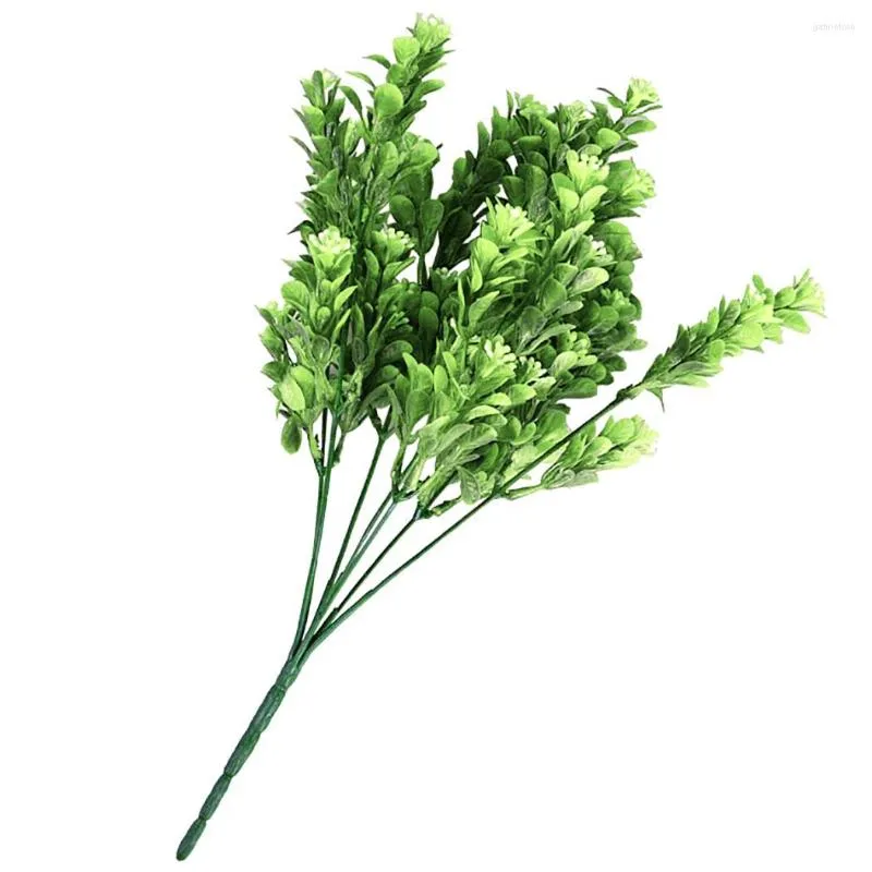 Fleurs décoratives 5 branches en plastique herbe longue fleur chrysanthème artificiel mariage pastoral pour la maison jardin fausse table décor vert