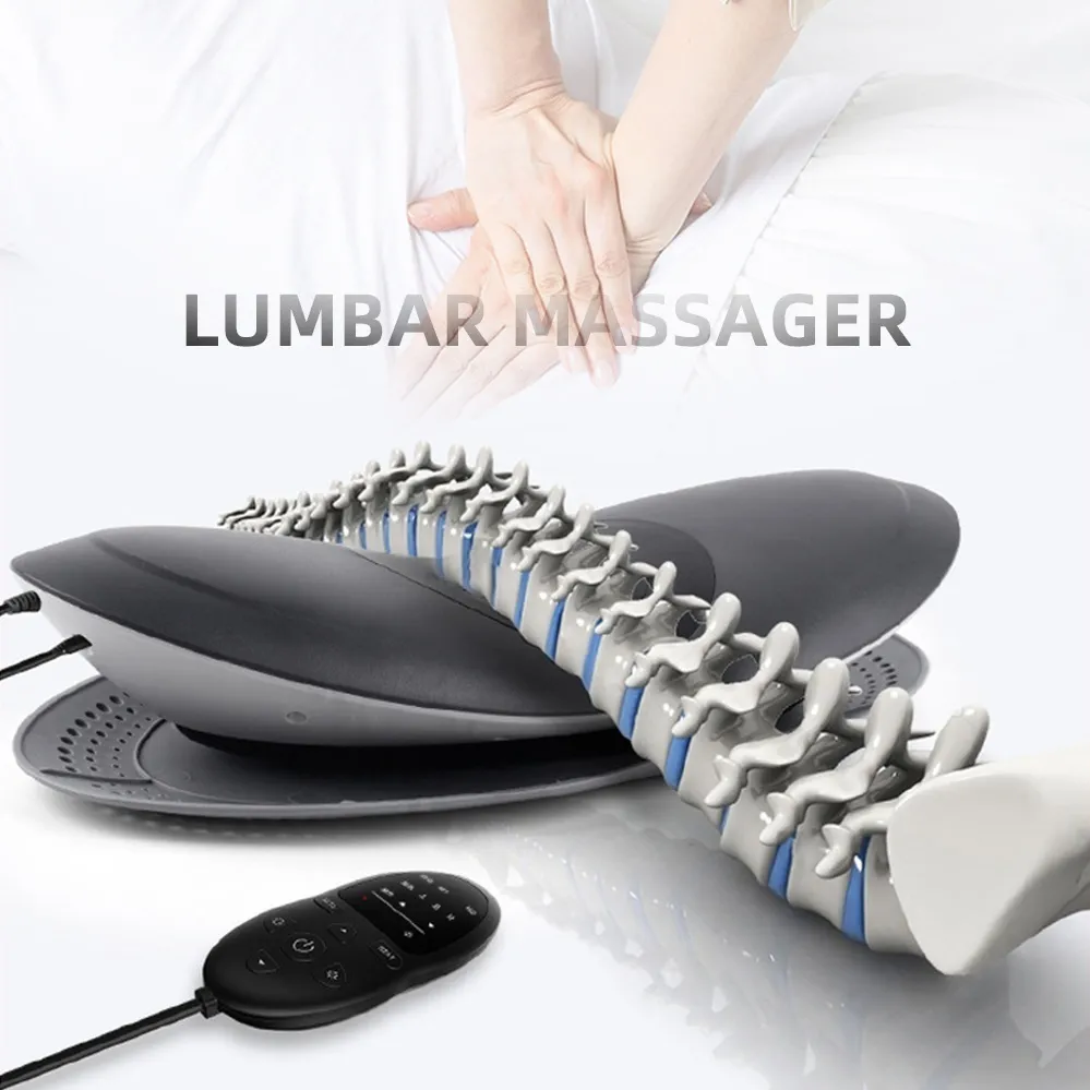 Back Massager Lumbal Spine Massager Neck Traction Multifunktionell uppbl￥sbar Hot Compress Vibration Lufttryck Midja Massage varm