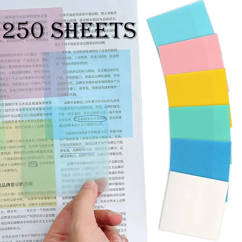 注250pcs防水透明な粘着メモパッド50シートステッカー毎日50枚